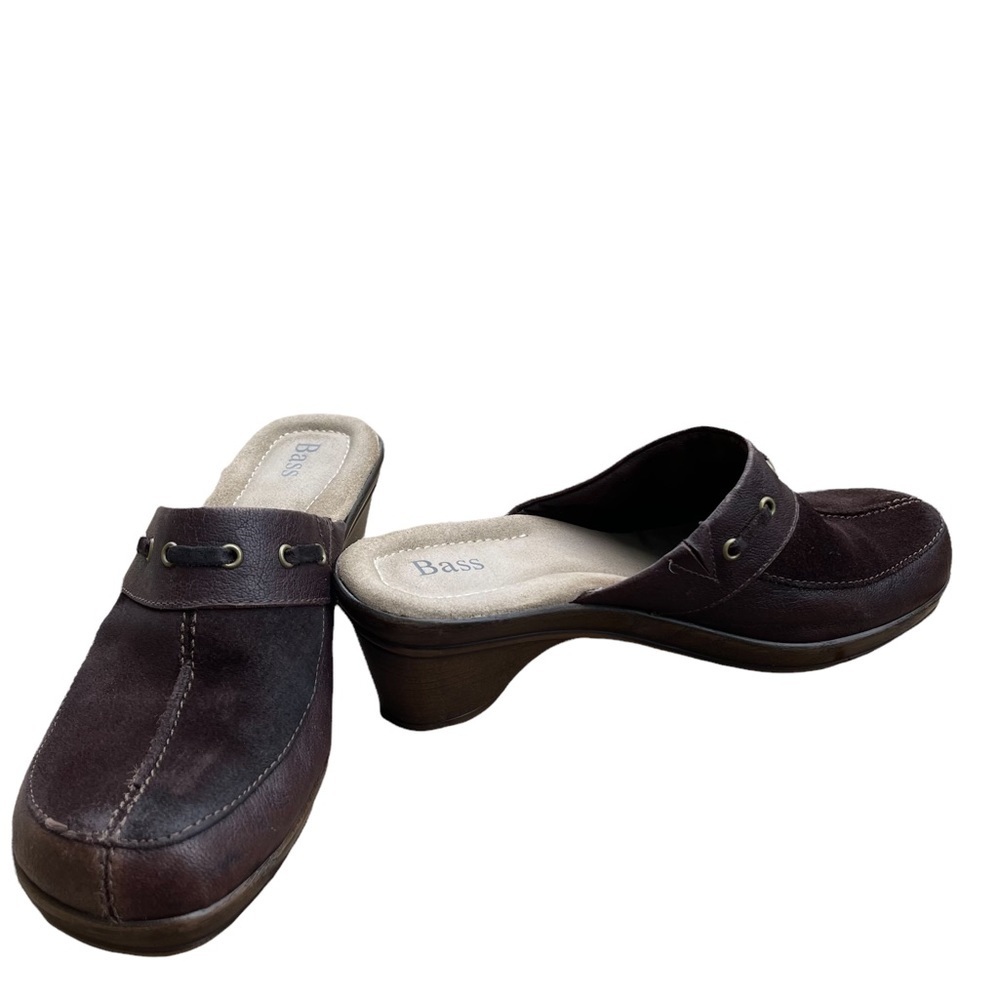 Bass Brown Leather and Suede Clogs Sandal‎ Size: 8